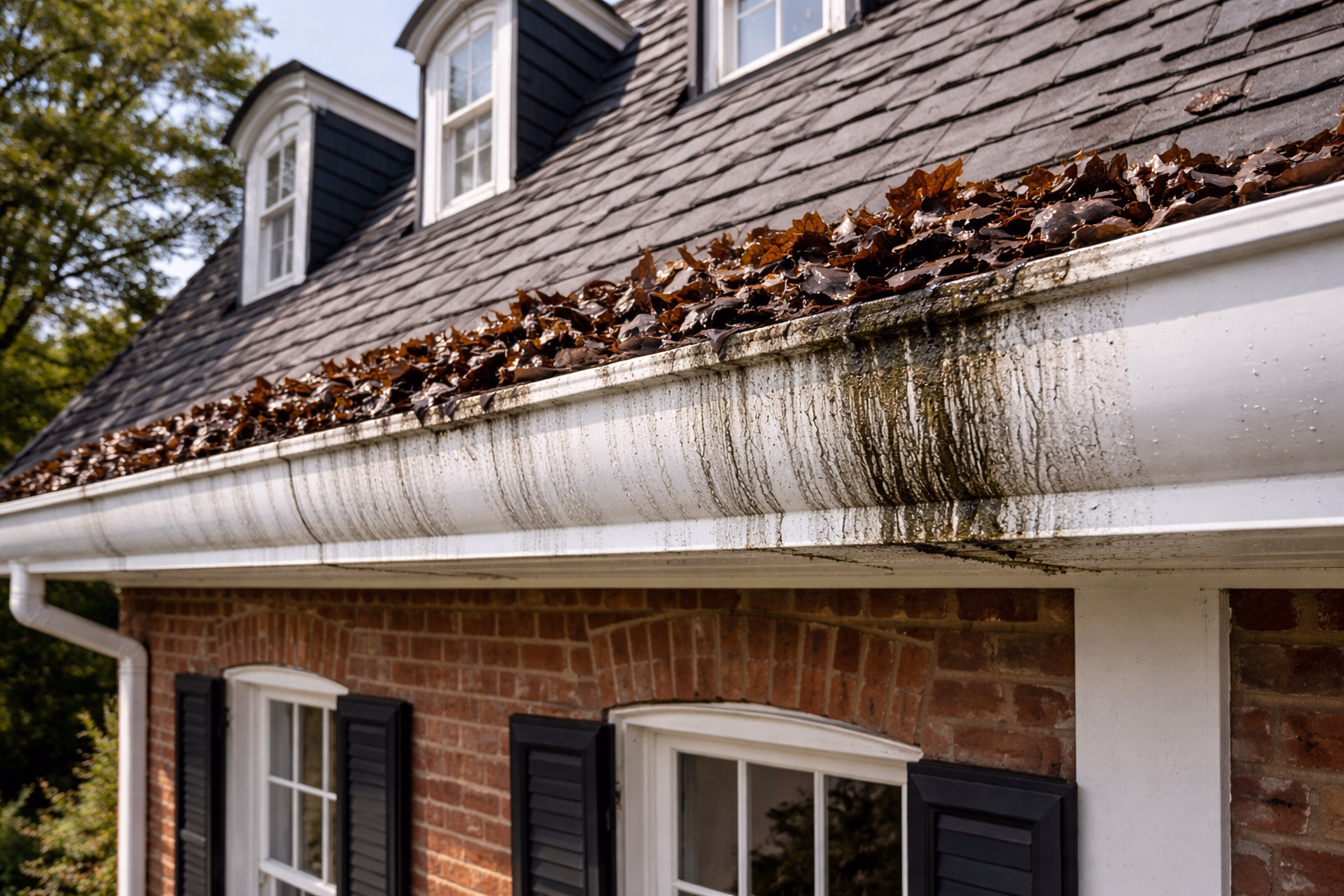 Before Gutter Cleaning & Brightening in Alexandria
