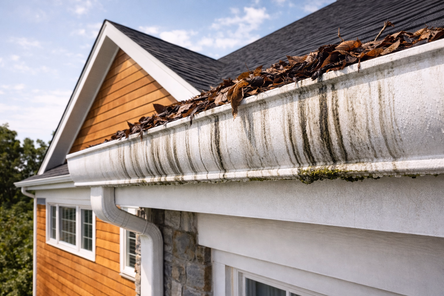 guttercleaningfairfaxcountybefore1 Before1 Gutter Cleaning & Brightening Fairfax County