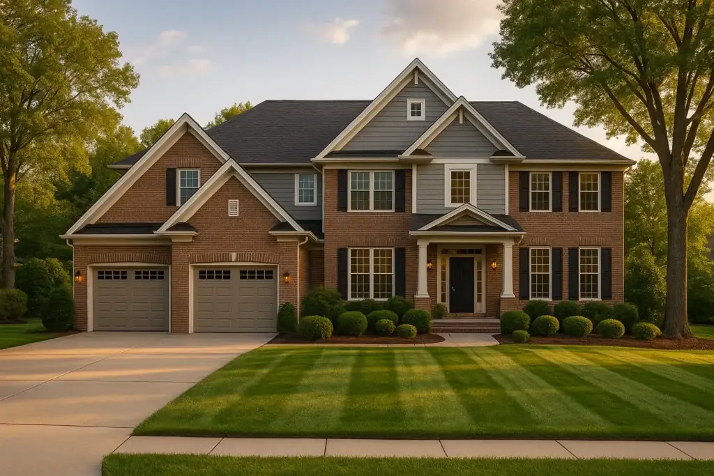 Northern Virginia home with an irrigated striped lawn heading into fall shutdown season