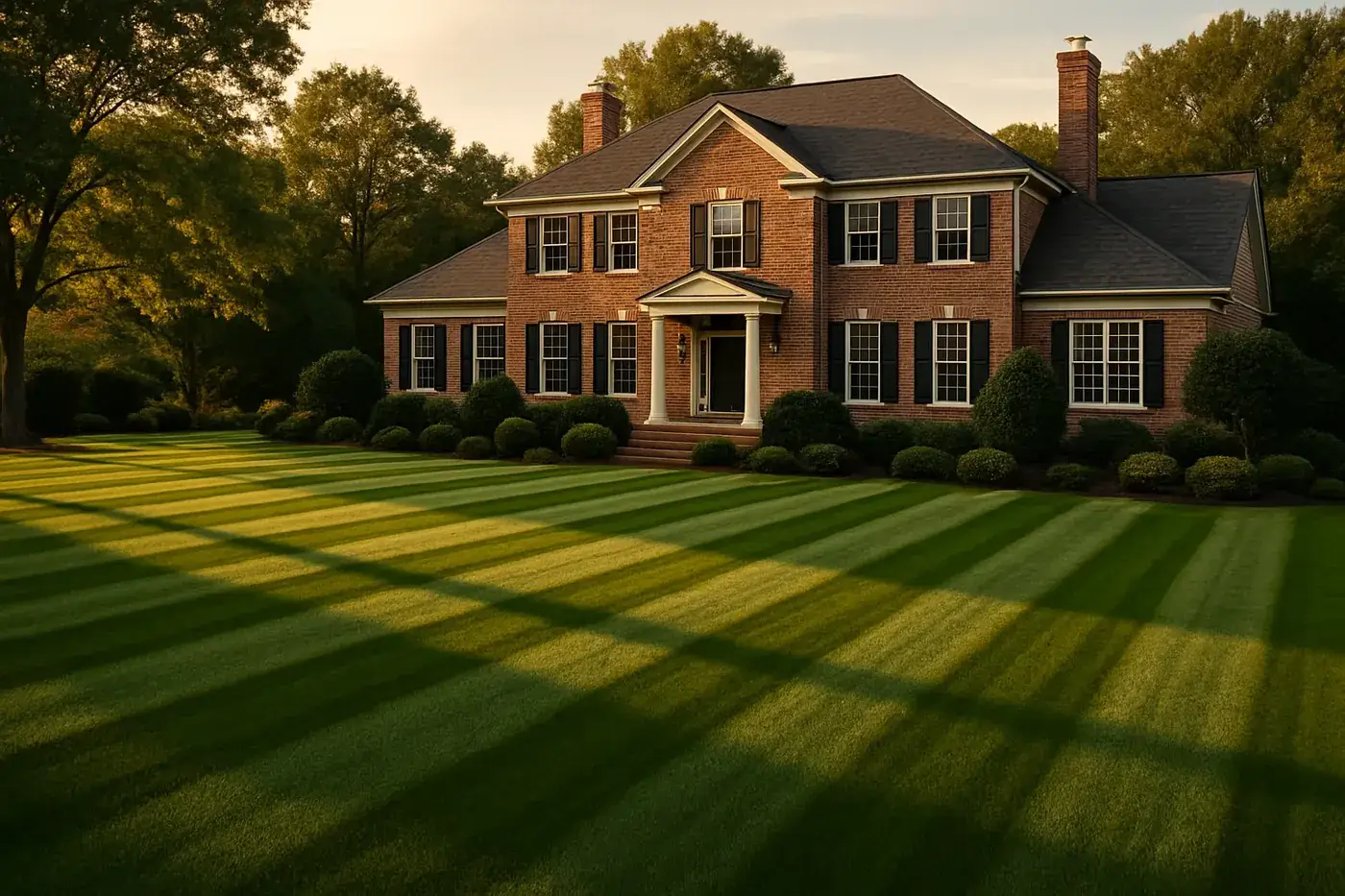 Immaculately striped luxury lawn in Northern Virginia